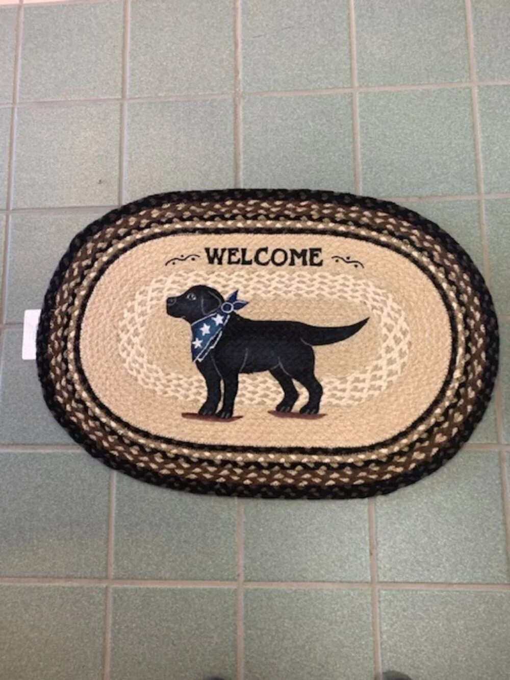 Black Lab Welcome Braided Oval Rug 20 x 30